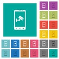 Remote surveillance square flat multi colored icons