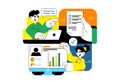 Remote Team Collaboration Tools Vector Illustration For Digital Workspace Communication, Online Project Management, and Virtual Royalty Free Stock Photo