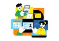 Remote Team Collaboration Tools Vector Illustration For Digital Workspace Communication, Online Project Management, and Virtual Royalty Free Stock Photo
