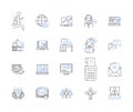 Remote team outline icons collection. Remote, Team, Digital, Workforce, Networked, Contractors, Connected vector and