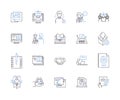 Remote team outline icons collection. Remote, Team, Digital, Workforce, Networked, Contractors, Connected vector and