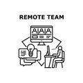 Remote Team Vector Concept Black Illustration