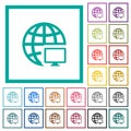 Remote terminal flat color icons with quadrant frames