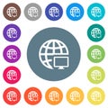 Remote terminal flat white icons on round color backgrounds
