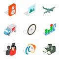 Remote trade icons set, isometric style