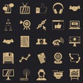 Remote transmission icons set, simple style