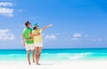 Attractive couple enjoying sunny day at Cayo Largo beach, Cuba