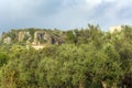 Remote view of church Agios Spyridon in Kardamyli, Mani, Greece