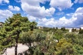 Remote view of the temple of Hephaestus in Ancient Agora, Athens, Greece Royalty Free Stock Photo