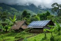 Remote village or isolated home powered by standalone solar panel systems