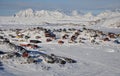 Remote village in winter, Greenland Royalty Free Stock Photo