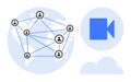 Global Video Communication Network Concept with Connected People and Cloud Storage Icon Royalty Free Stock Photo
