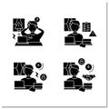 Remote work glyph icons set