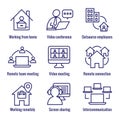 Remote work icon set with work from home, video meetings, etc Royalty Free Stock Photo