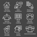 Remote work icon set with work from home, video meetings, etc Royalty Free Stock Photo