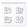 Remote work line icons set