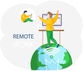 Remote work, online meeting workspace. Video call chat conference illustration, videoconferencing