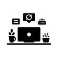 Remote Work Setup Solid Icon with Laptop Desk Royalty Free Stock Photo