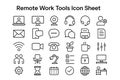 Remote Work Tools Vector Icon Set for Virtual Office Resources Digital Collaboration Royalty Free Stock Photo