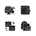 Remote work trackers black glyph icons set on white space Royalty Free Stock Photo