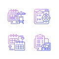 Remote work trackers gradient linear vector icons set