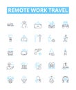 Remote work travel vector line icons set. Remote, Work, Travel, Remote-Work, Work-Travel, Telecommuting, Virtual