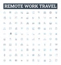 Remote work travel vector line icons set. Remote, Work, Travel, Remote-Work, Work-Travel, Telecommuting, Virtual