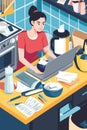 Remote worker prioritizing household chores during work hours workstation ignored.