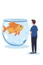 Remote worker watching their pet fish swim while avoiding tasks.