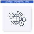 Remote workflow line icon. Editable illustration