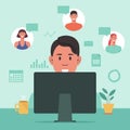 Business people online meetings via computer