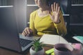 Remote working online and business meeting at Home office Concept. Businesswoman work via laptop. Asian entrepreneurs watching Royalty Free Stock Photo