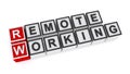 Remote working word block on white