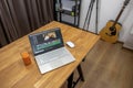 Remotely working from home office by notebook computer