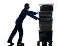 Removal man with boxes silhouette Royalty Free Stock Photo