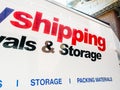 A removal van signage for shipping and storage.