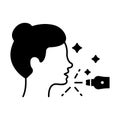 Removal Woman Facial Hair with Laser Silhouette Icon. Medical Beauty Therapy for Girl Skin Face Black Pictogram. Laser