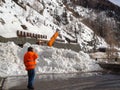 Removal work of avalanche blocking road