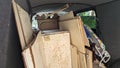 A removals van packed full of house clearance rubbish to be unloaded Royalty Free Stock Photo