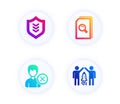 Remove account, Search files and Shield icons set. Partnership sign. Vector Royalty Free Stock Photo