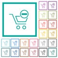 Remove cart item flat color icons with quadrant frames Royalty Free Stock Photo