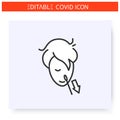 Remove collection swab from nostril line icon