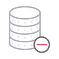 Remove database thin color line vector icon