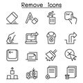 Remove, Erase, Delete icon set in thin line style