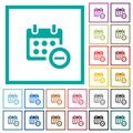 Remove event from calendar flat color icons with quadrant frames