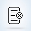 Remove file document sign icon or logo line. Delete Information File concept. Remove Document outline vector illustration