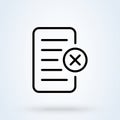 Remove file document sign icon or logo line. Delete Information File concept. Remove Document outline vector illustration