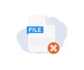 Remove file icon in trendy flat style logo design. Delete files or delete documents process. Delete file.