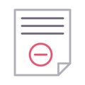Remove file thin color line vector icon Royalty Free Stock Photo