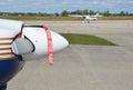 Remove before flight banner attached to propeller